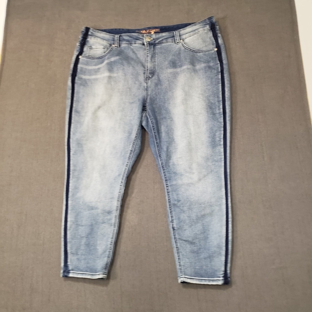 Seven7 x Melissa McCarthy Women's Size 22W High Rise Skinny Slimming Stripe